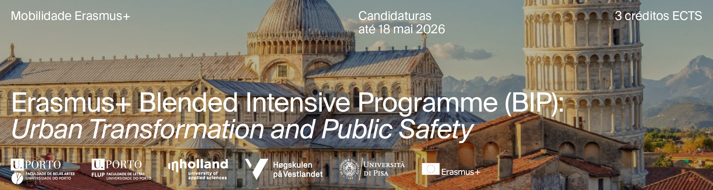 CANDIDATURAS | Erasmus+ BIP - 'Urban Transformation and Public Safety' - Pisa 2026