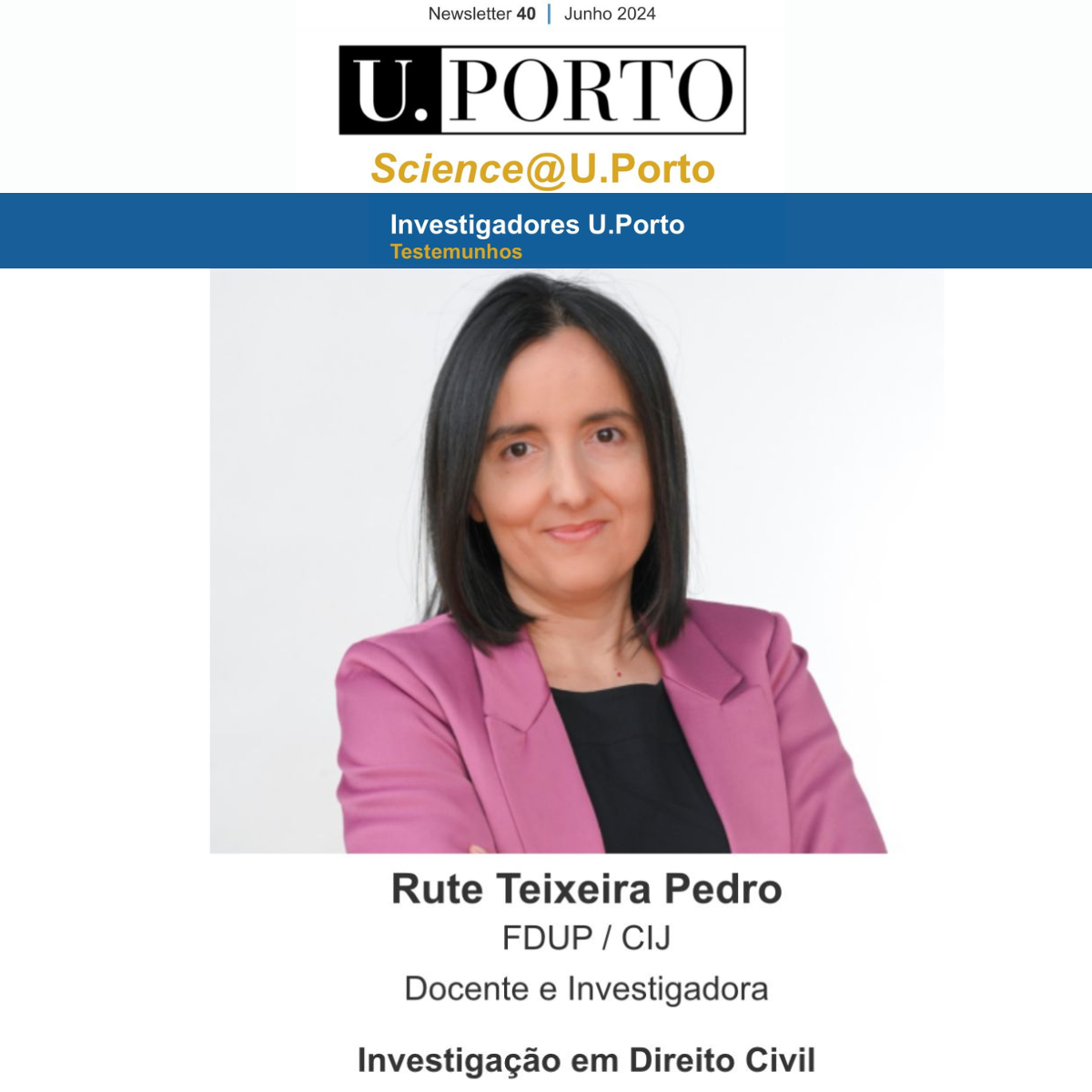 Science@U.Porto destaca subsiretora da FDUP, Rute Teixeira Pedro, na rubrica 𝑰𝒏𝒗𝒆𝒔𝒕𝒊𝒈𝒂𝒅𝒐𝒓𝒆𝒔 𝑼. 𝑷𝒐𝒓𝒕𝒐