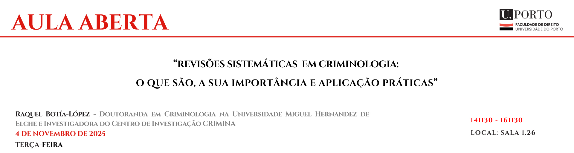 Aula Aberta: Revises sistemticas em Criminologia: o que so, a sua importncia e aplicao prticas