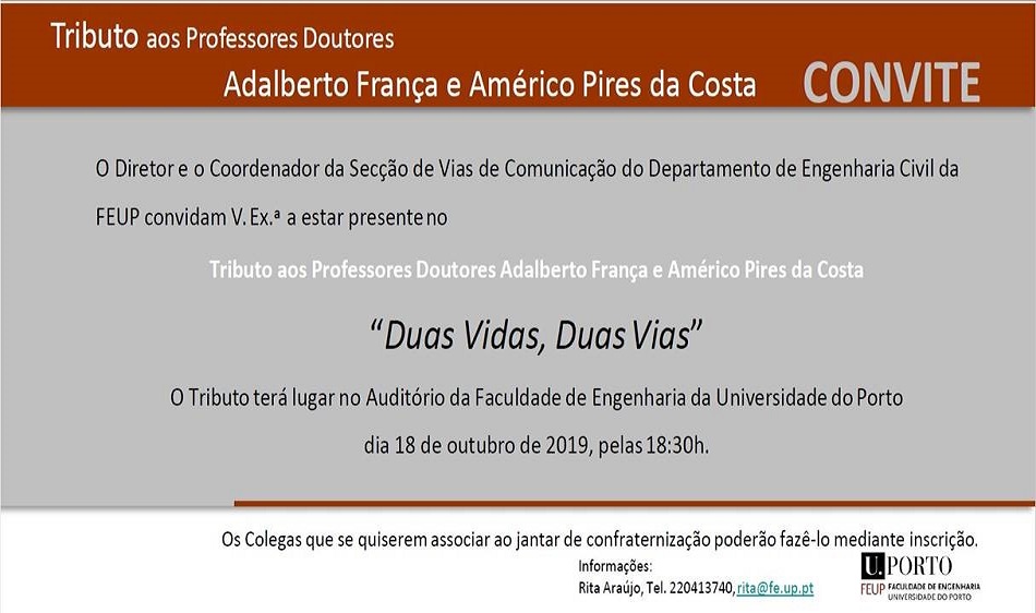 Feup Convite Tributo Aos Professores Doutores Adalberto Franca E Americo Pires Da Costa