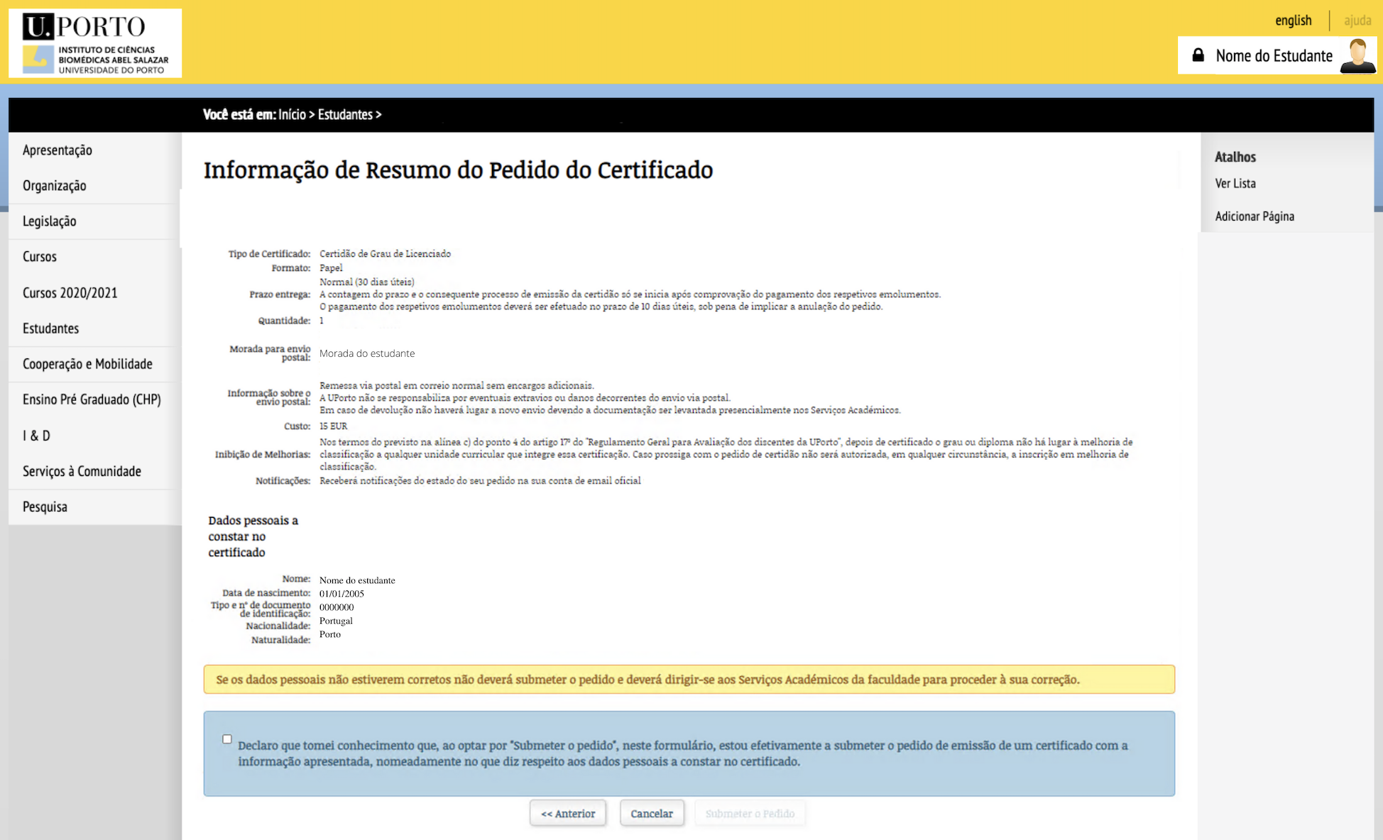 confirmao dos dados