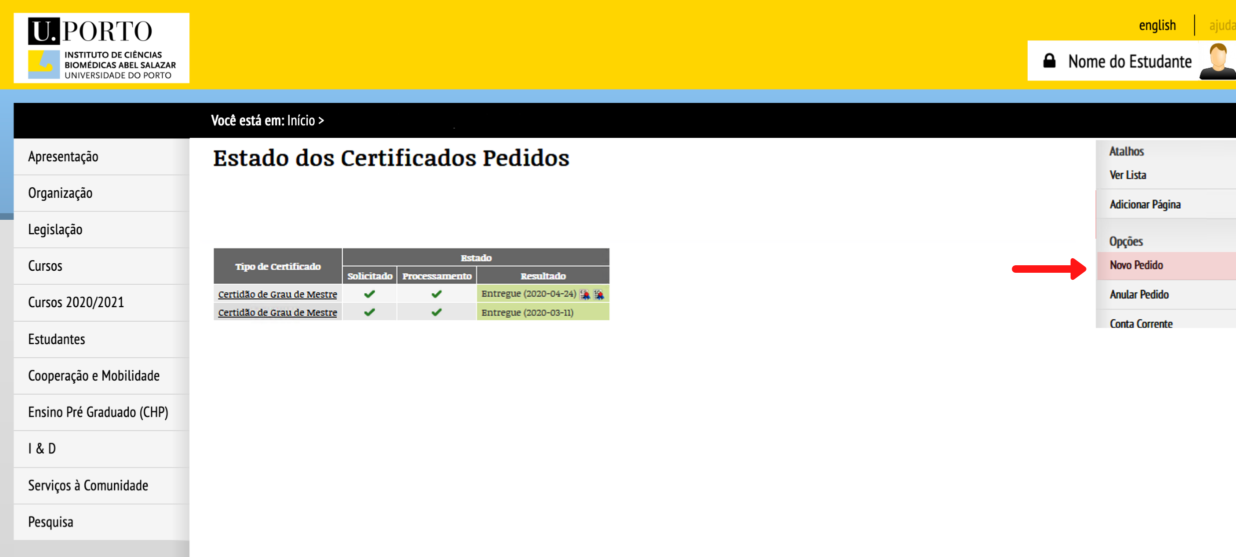 Pedir certides