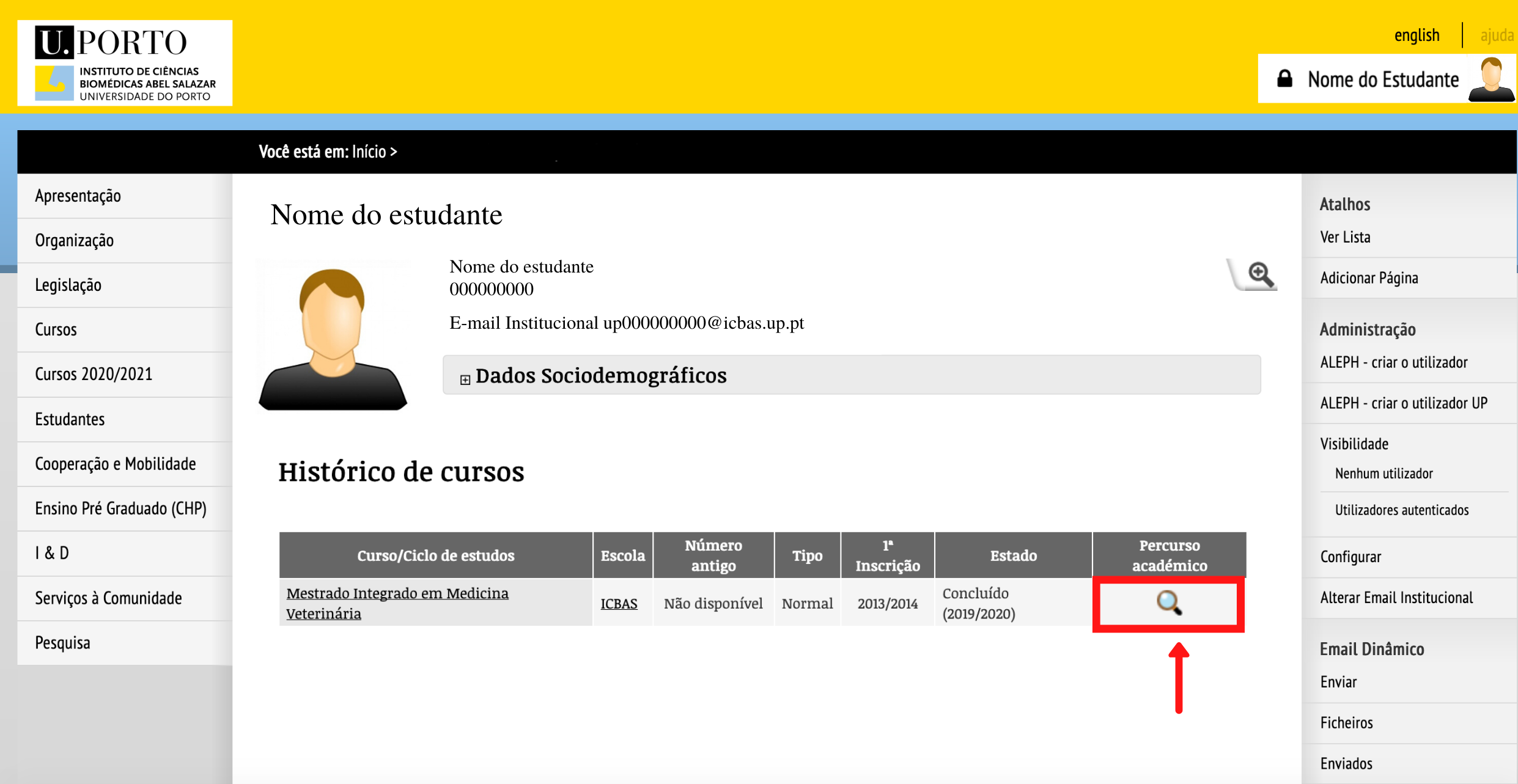 Visualizar o percurso acadmico