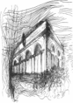 Desenho do Teatro do Corpo da Guarda, do arquitecto Mrio Bonito / Drawing of Corpo da Guarda theater, by architect Mrio Bonito