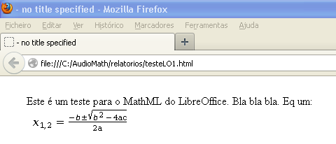 Documento XHTML exportado a ser visualizado no Firefox