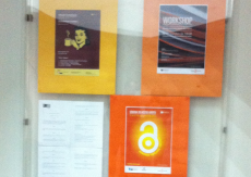 cone de foto dos materiais promocionais da Semana do A. Aberto 2013 e de um Workshop distribudo no e-Learning Caf da U.Porto