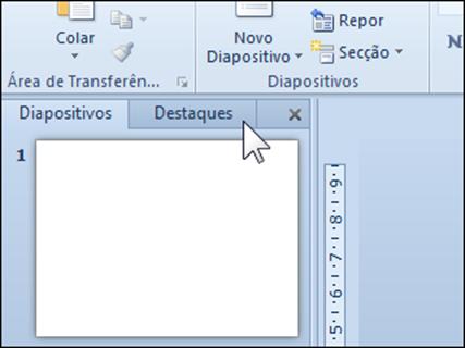 Separador de visualizao mostrando a opo Destaques